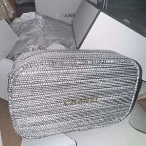 NEW Chanel Clutch Bag 2022 Limited Edition Holiday Silver/Gold Pouch ONLY w box
